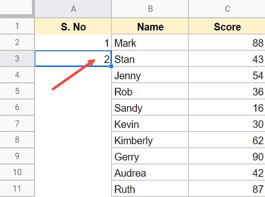 Hướng dẫn cách đánh số hàng tự động trong Google Sheets